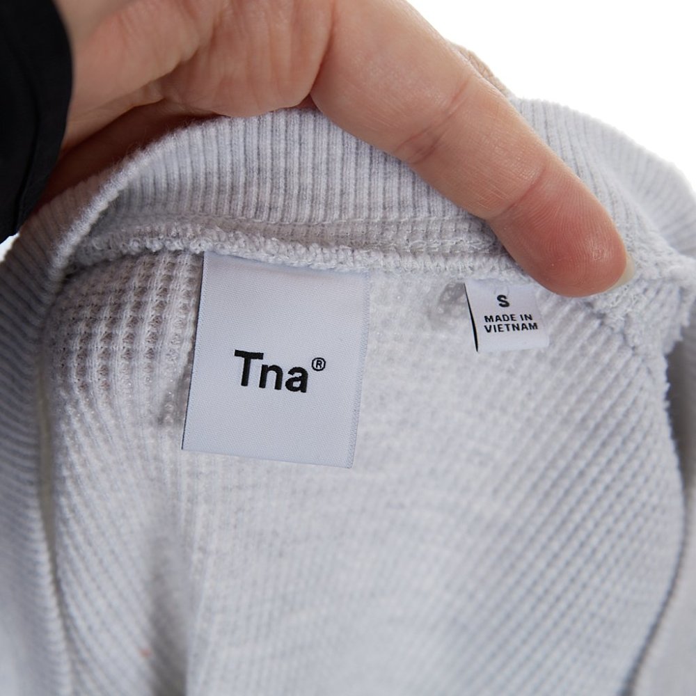 TNA Aritzia Gray Cotton Waffleknit Sweater Women's Size Small - Picture 8 of 10